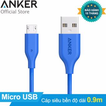 Cáp sạc siêu bền Anker PowerLine Micro USB 0.9m (Xanh dương)  