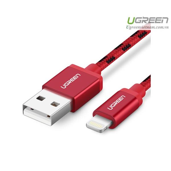 Cáp sạc USB Lightning 1m Ugreen 40479 cho iPhone 5/6/7 Plus, iPad vỏ bọc lưới chuẩn MFI Apple