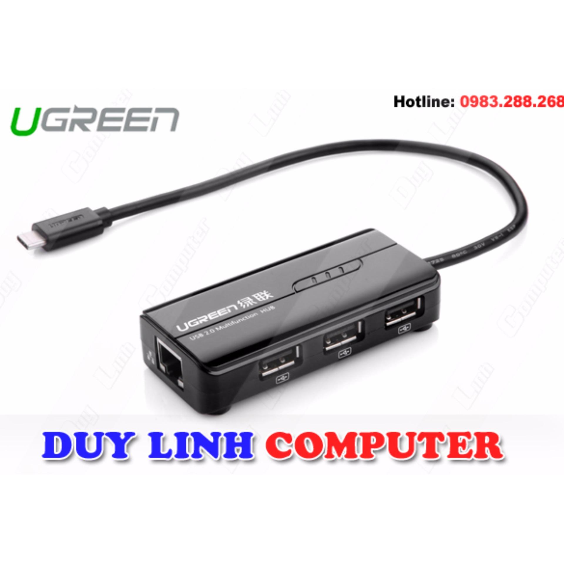 Cáp USB 3.1 Type C to Lan và 3 cổng USB 2.0 Ugreen 30289(Đen)