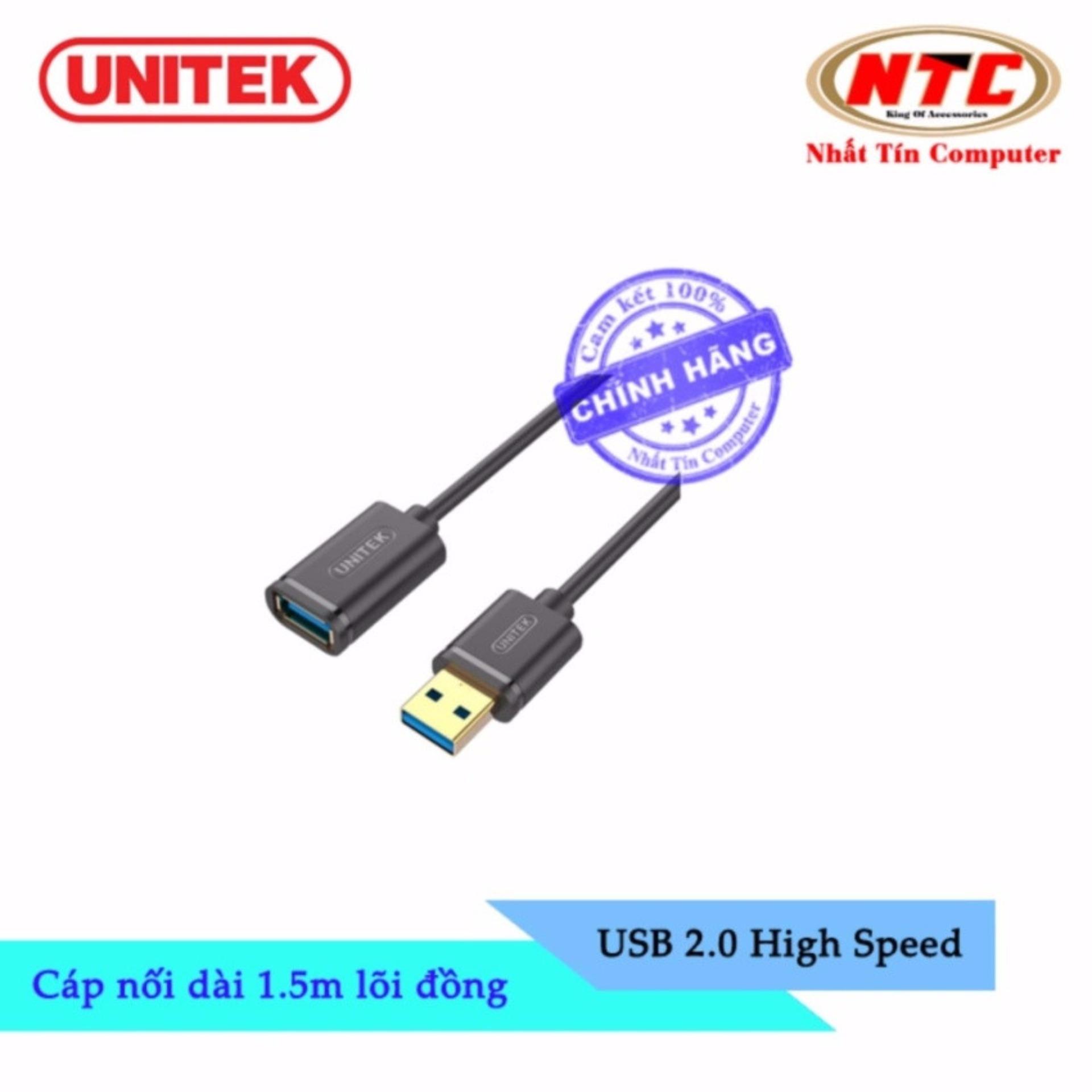 Cáp USB nối dài 2.0 Unitek Y-C 449GBK - dài 1.5m (Đen) - Hãng phân phối chính thức