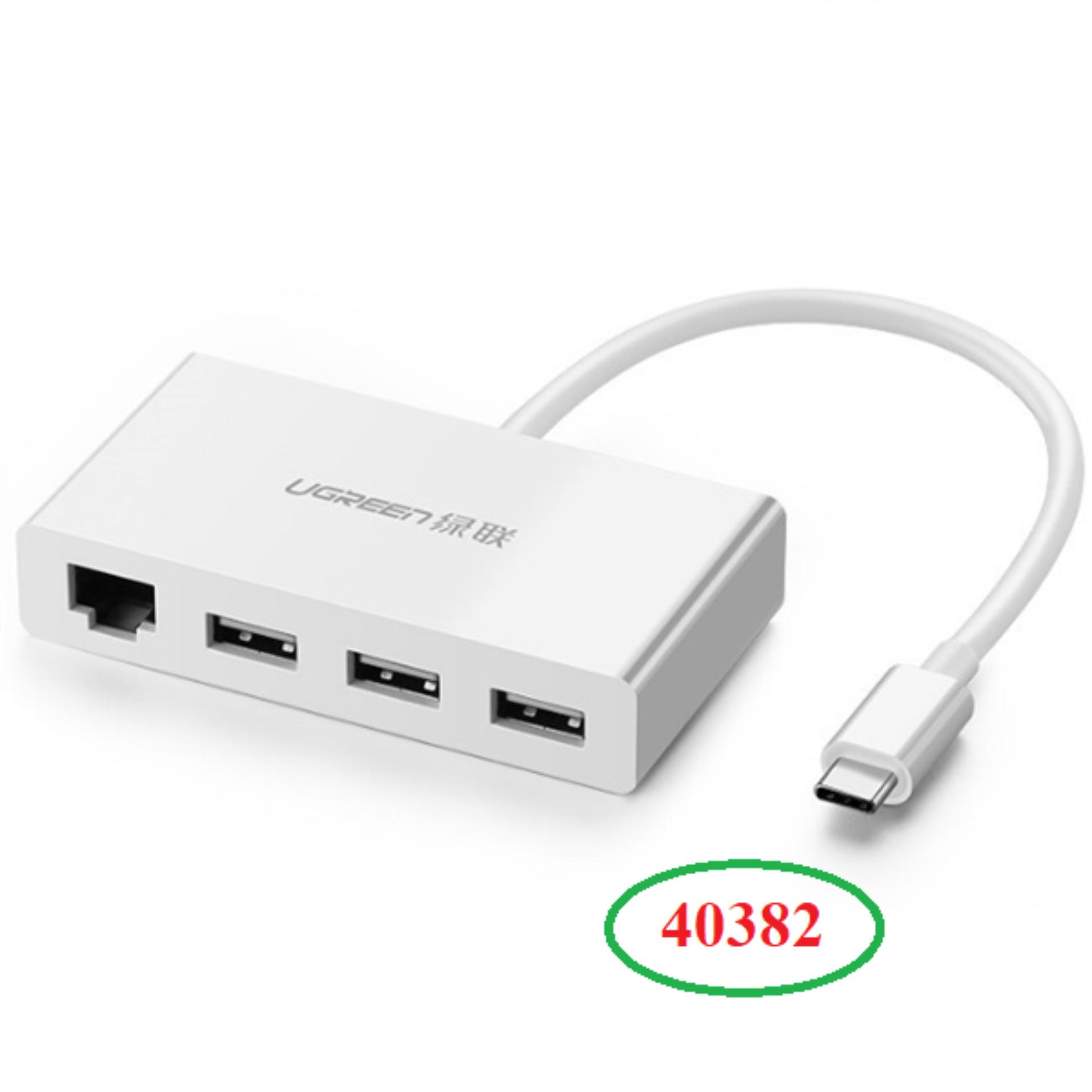 Cáp USB Type C Ugreen 40382 ra 3 cổng USB 3.0 và 1 cổng Lan 10/100Mbps cao cấp