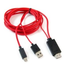 Cáp xuất hình ảnh từ điện thoại ra tivi MHL 5pin (Đen phối đỏ) – Cable MHL to HDMI – Kết nối Smartphone lên TV sợi cáp dài 2 mét (Đen phối đỏ) AB5