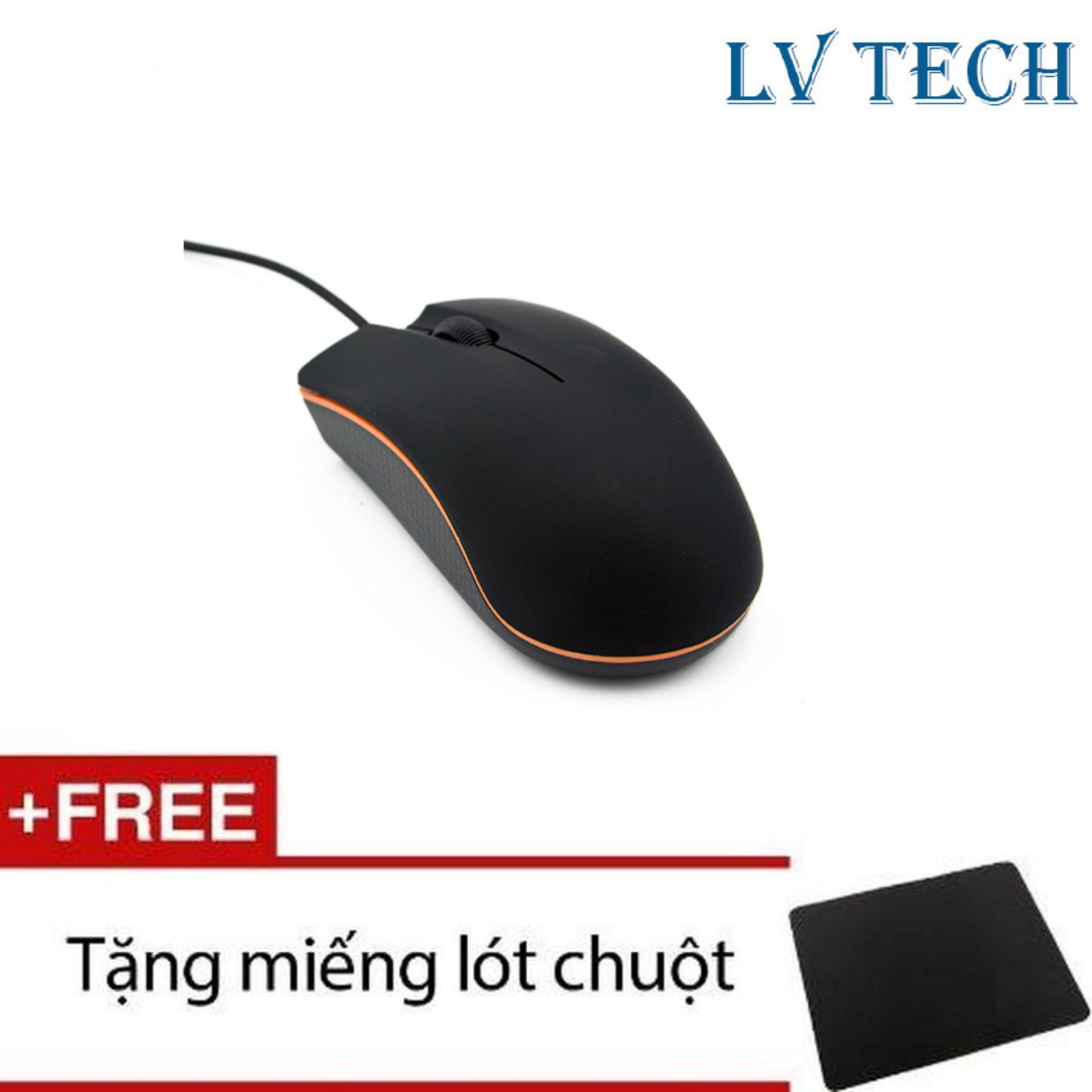 Chuột quang có dây LVTech Mini M20 (Đen) + Tặng 1 tấm lót chuột