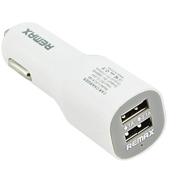 Cốc sạc xe hơi 2 cổng USB Remax (trắng) - Hàng nhập khẩu  