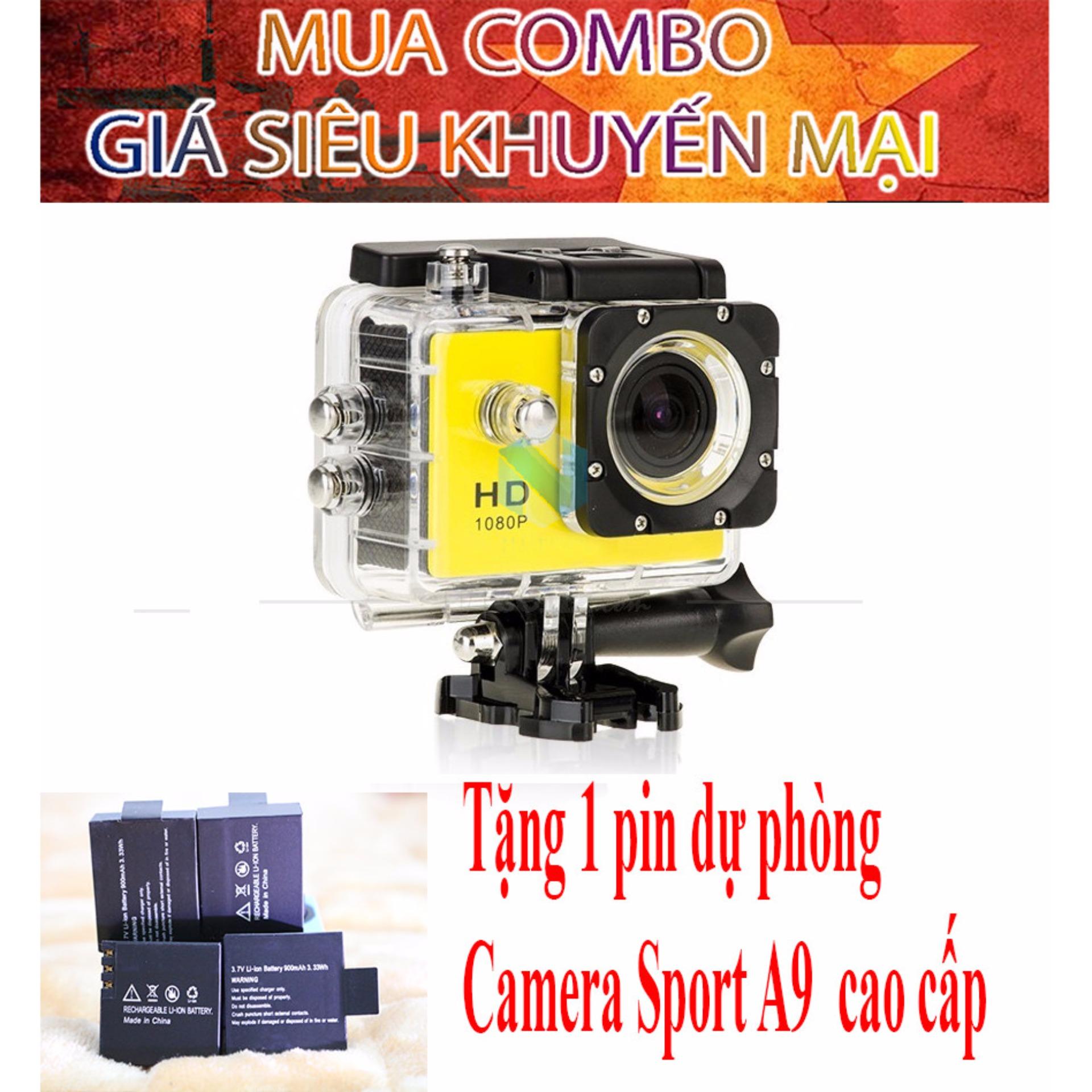 Combo Camera hành trình chuyên phượt 1080p (màu vàng) tặng kèm pin sạc dự phòng