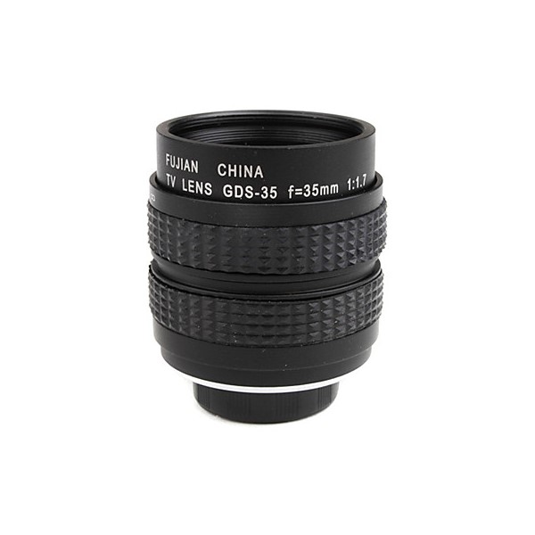 Combo lens cctv Fujian 35 F 1.7+Hood+ring Macro (silver/black)