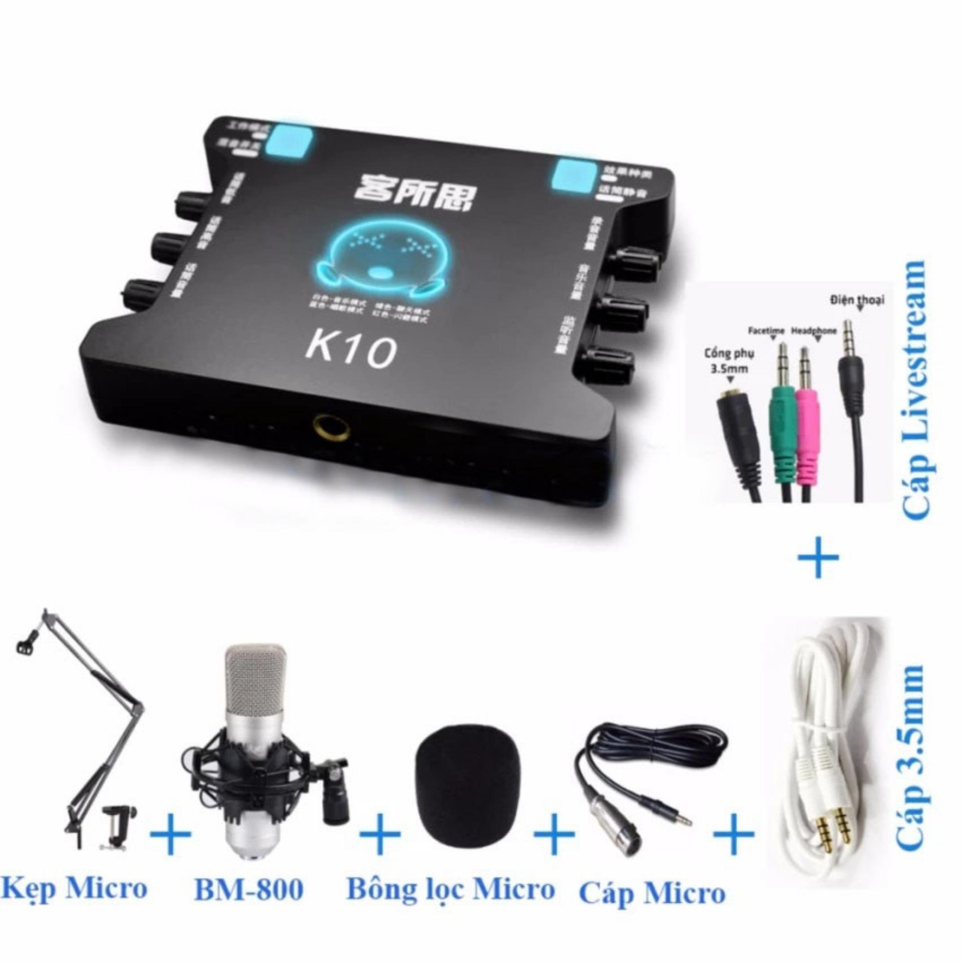 Combo sound card thu âm/Karaoke/Livestream online chuyên nghiệp XOX K10