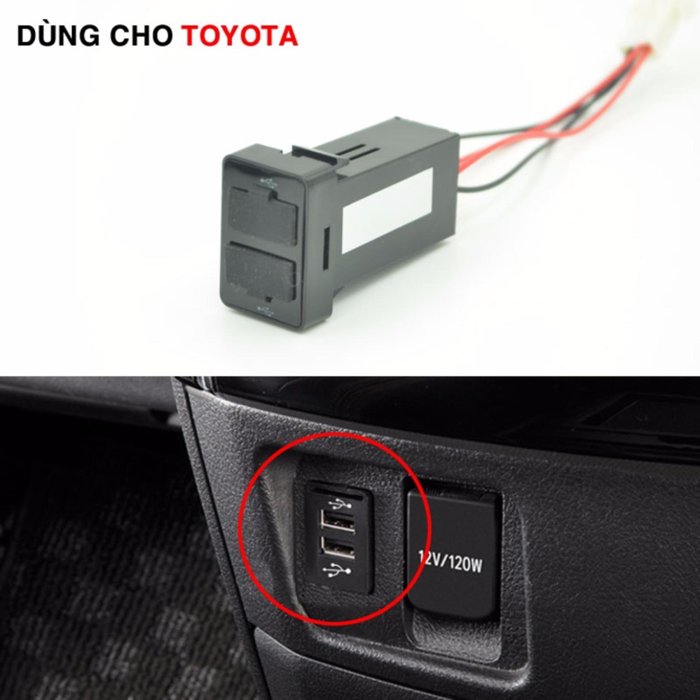 Cổng 2 sạc USB bảng điều khiển dùng riêng cho các xe Toyota