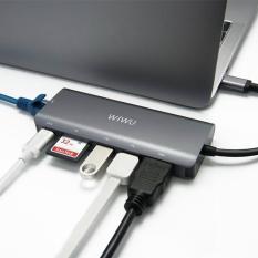 Cổng chia USB-C cho MacBook / Laptop hiệu WIWU 6 trong 1 (xám)