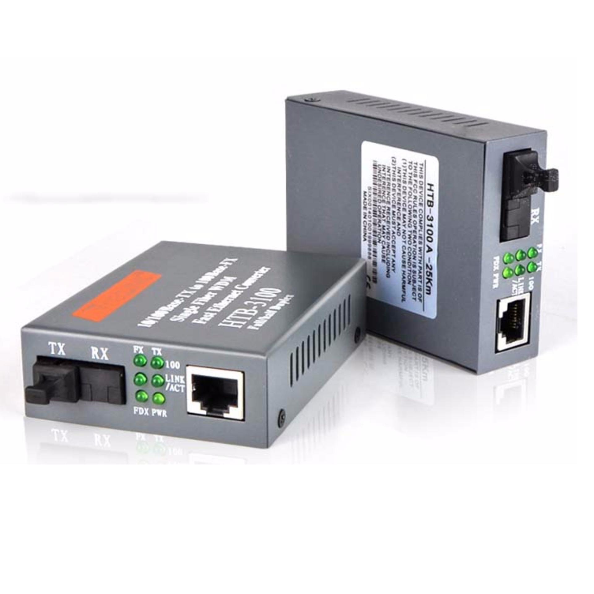 Converter Netlink HTB 3100 Single-mode 25 km loại 1 sợi quang sử dụng cho Internet và Camera IP