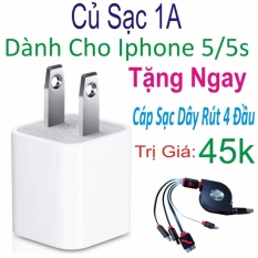 Củ sạc Dành cho iPhone 5/5s – Hàng nhập khẩu + Tặng Ngay Cáp Sạc Dây Rút 4 Đầu Trị Giá 45k