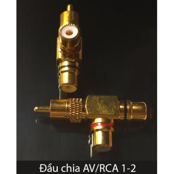 Đầu chia AV/Video 1 ra 2 mạ vàng 24K, chất liệu cao cấp - Hàng OEM O-RCA-AV12  