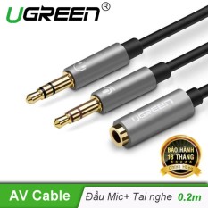 Dây Audio chuyển tai nghe 3.5mm đầu cái sang 2 đầu Mic và Tai nghe đầu đực mạ vàng dài 20CM UGREEN AV140 20899 – Hãng phân phối chính thức