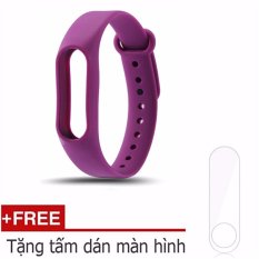 Dây thay thế silicon cho Xiaomi Mi Band 2 (Tím) + Tặng miếng dán màn hình (Violet Freesize)