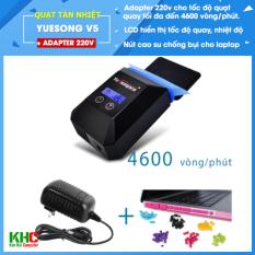 Đế tản nhiệt Laptop dạng quạt hút có LCD hiển thị nhiệt độ Yuesong V5 + Adapter 220v – Kim Hải Computer