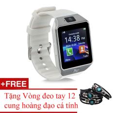 Đồng Hồ Điện Thoại Thông Minh Lắp Sim Dz09 (Trắng) + Tặng Vòng Đeo Tay 12 Cung Hoàng Đạo Cá Tính