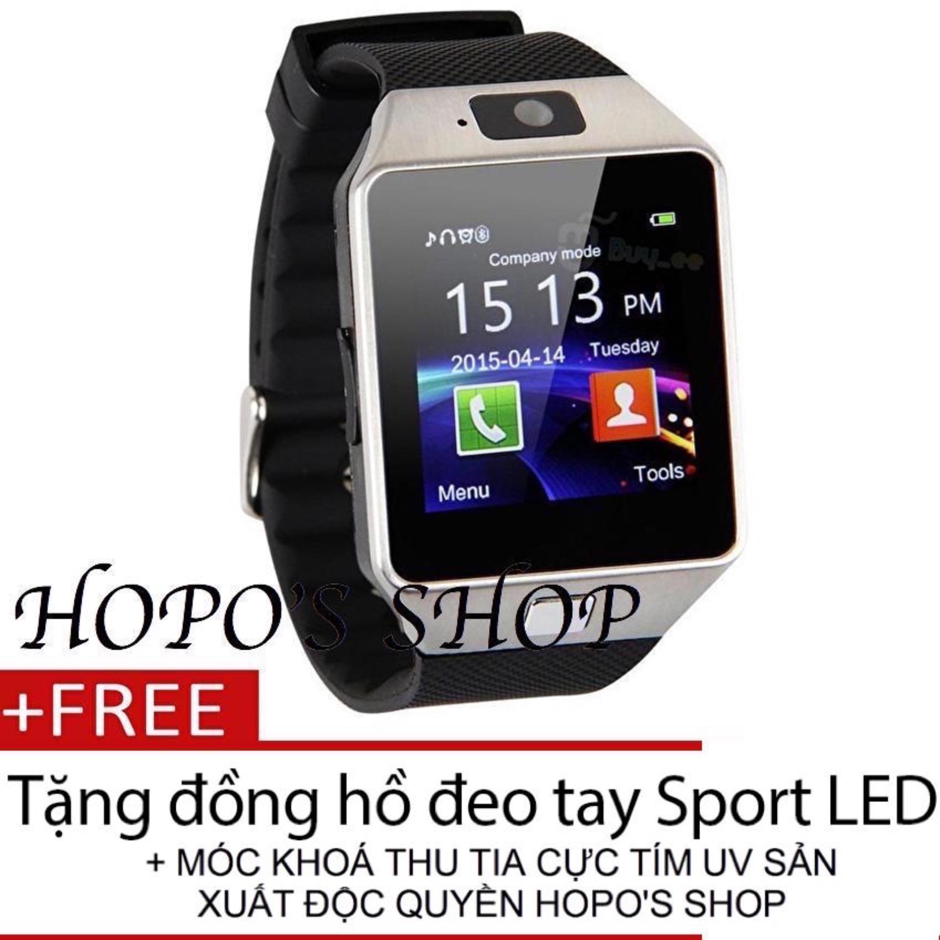 Đồng hồ thông minh Smart Watch Uwatch DZ09 + Tặng đồng hồ Sport Led và Móc khoá chống tia UV...