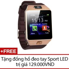 Đồng hồ thông minh Smart Watch Uwatch DZ09 (Vàng) + Tặng 1 đồng hồ đeo tay Sport LED