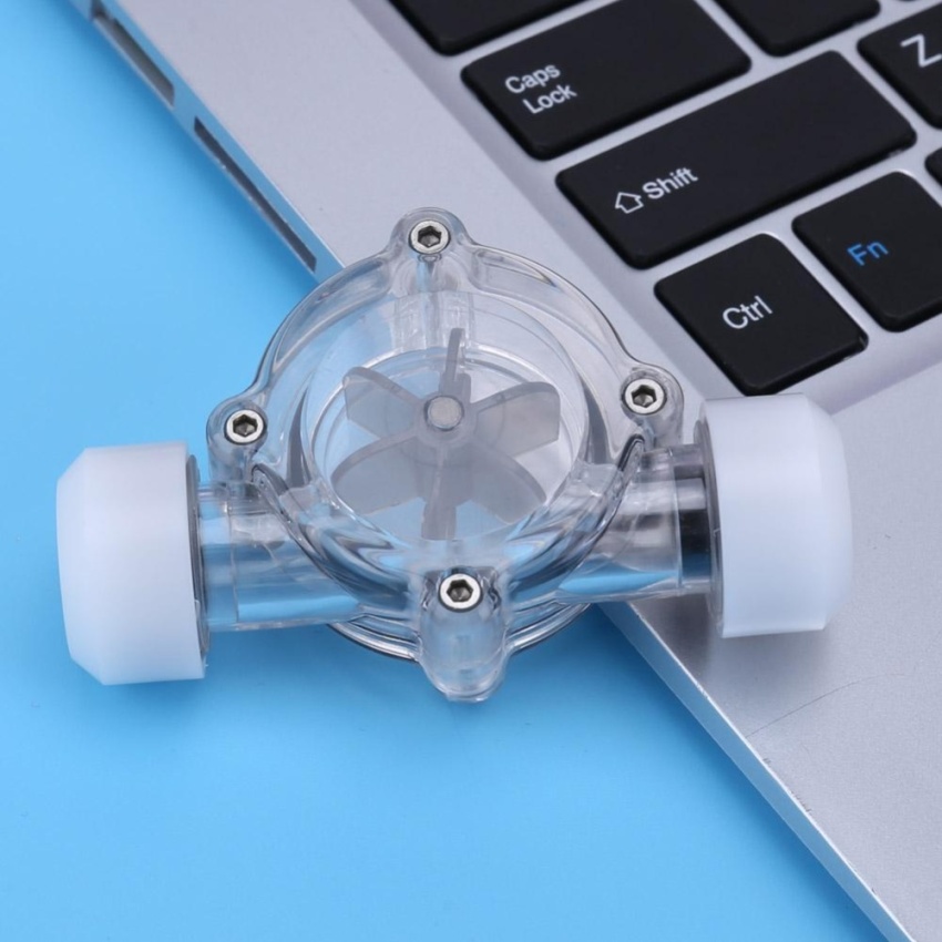 G1/4 Port Female to Female Flow Meter Indicator for PC Water Cooling System(White) - intl