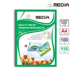 Giấy In Ảnh Media 1 Mặt Bóng (Glossy) A4 (21 x 29.7cm) 115gsm 100 Tờ