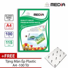 Ở đâu bán Giấy In Ảnh Media 1 Mặt Bóng (Glossy) A4 (21 x 29.7cm) 115gsm 100 Tờ + Tặng Màn Ép Plastic 100 Tờ  