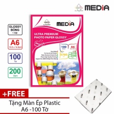 Giấy In Ảnh Media 1 Mặt Bóng (Glossy) A6 (10.5 x 14.8cm) 200gsm 100 Tờ + Màn Ép Plastic 100 Tờ