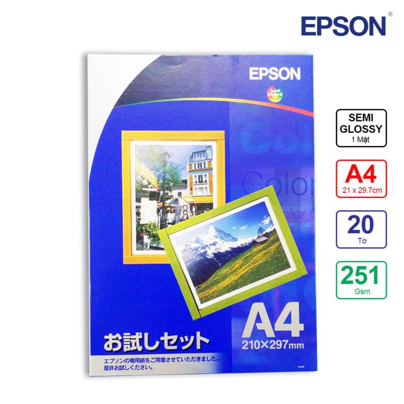 Bảng giá Giấy In Màu Epson 1 Mặt Lụa (Semi Glossy) A4 (21 x 29.7cm) 251gsm 20 Tờ - Hàng Nhập Khẩu Phong Vũ