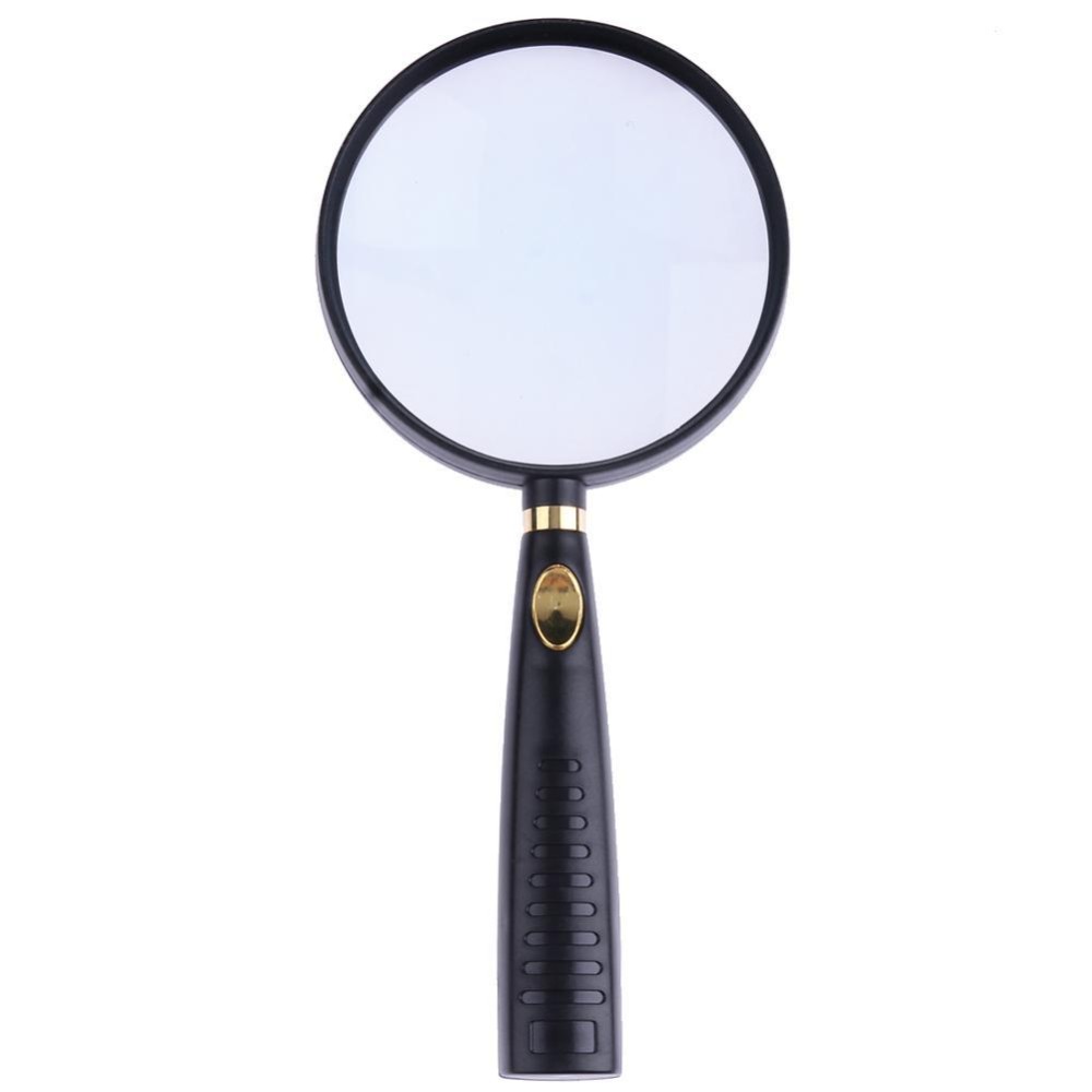 Handheld Magnifying Glass 10X High Optical Real Glass Magnifier Lens(Black)