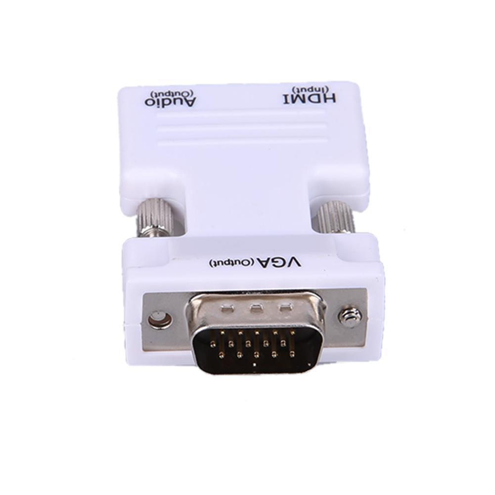 HDMI Female to VGA Male Converter with Audio Adapter Support 1080P Signal (White) - intl