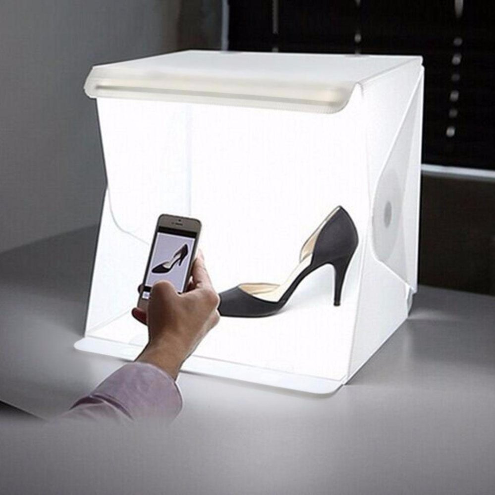Hộp chụp ảnh sản phẩm Light Room kích thước 40x40x40cm tích hợp 2 dàn đèn led 35 bóng (Trắng)