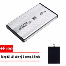 Hộp Đựng Ổ Cứng HDD BOX 2.5 inch SATA USB2.0 Hợp Kim Nhôm tặng túi bảo vệ cao cấp (Bạc)