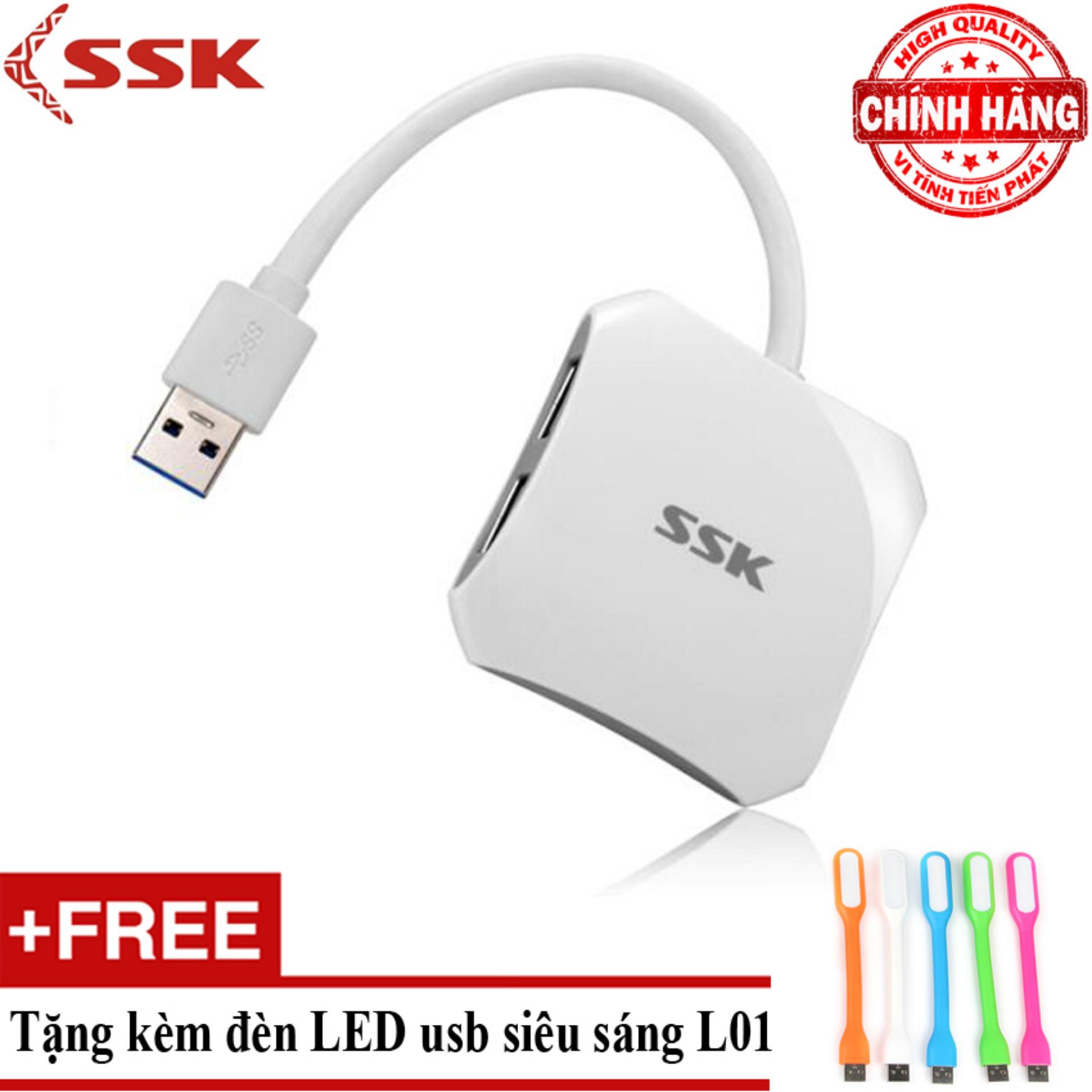 Hub Chia USB 3.0 thành 4 Cổng SSK SHU300 + Tặng đèn Led usb L01