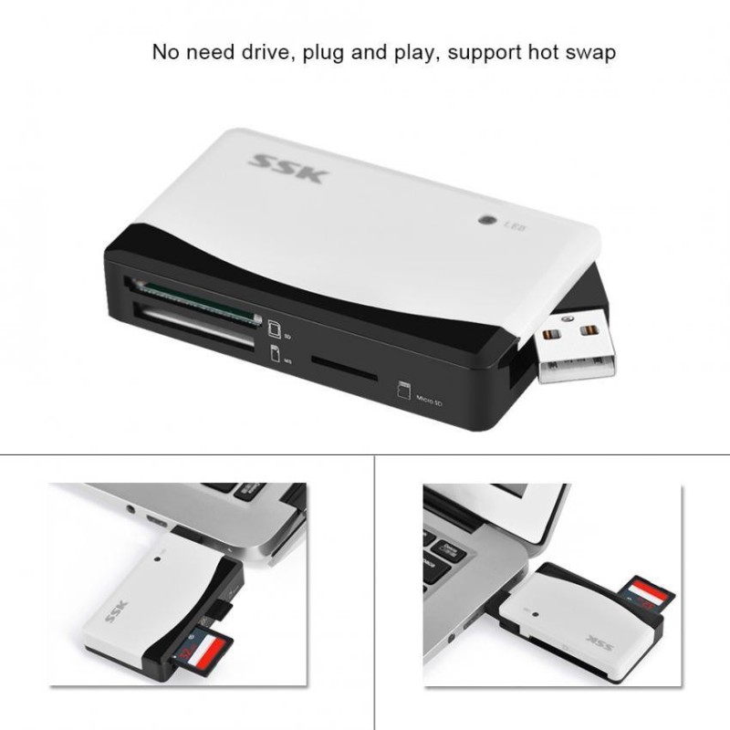 Bảng giá Justgogo SSK SCRM057 All In 1 USB 2.0 High Speed SD / Micro SD / MS / CF Memory Card Reader - intl Phong Vũ