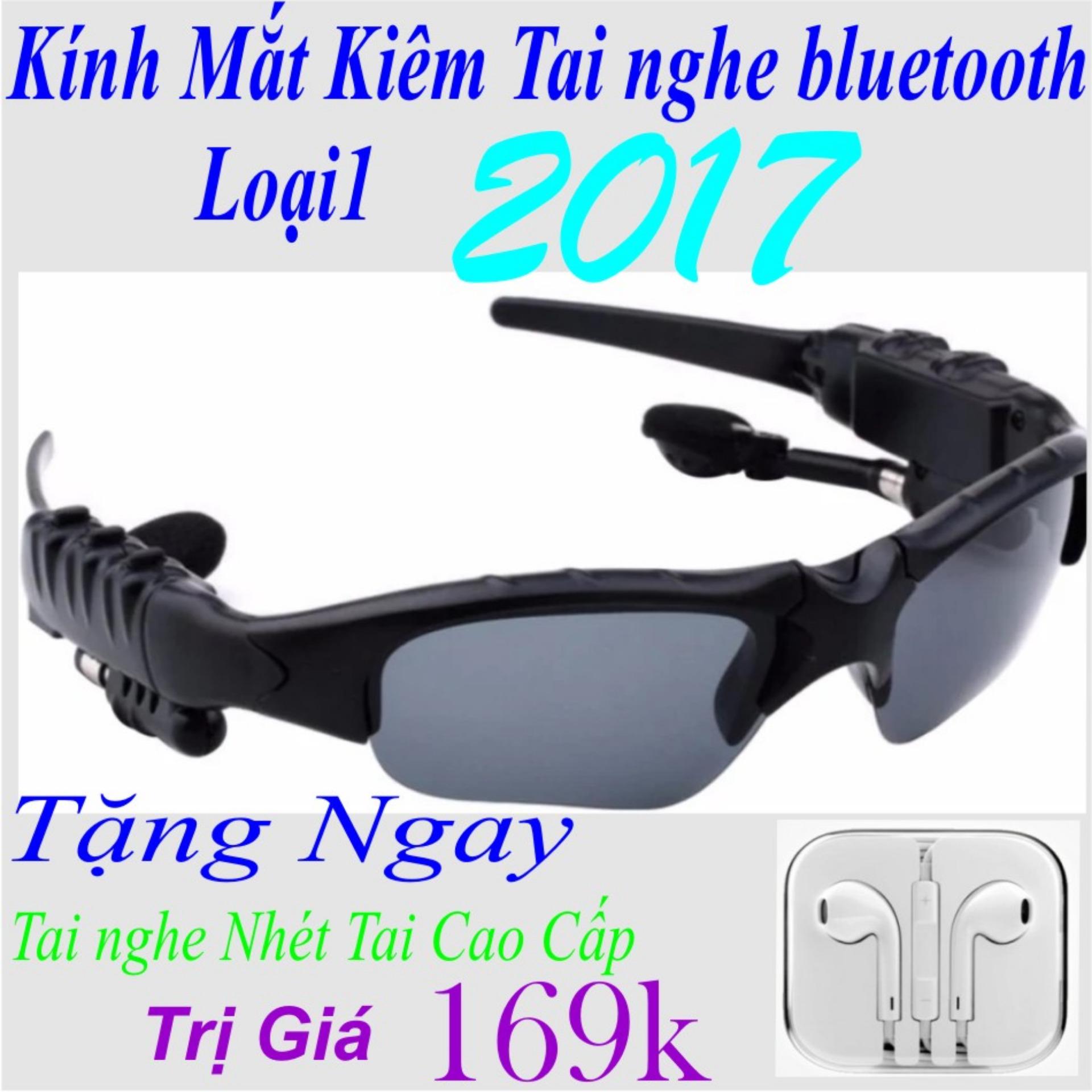 Kính mát sành điệu kiêm tai nghe Bluetooth ( Đen ) Loại 2017 Tặng Ngay Tai Nghe Nhét Tai Trị...