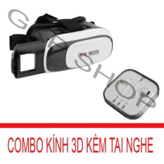 Kính xem phim 3D cho smartphone (Đen) + Tai nghe nhét tai kiểu dáng Earpod (Trắng) PeepVN Combo 652