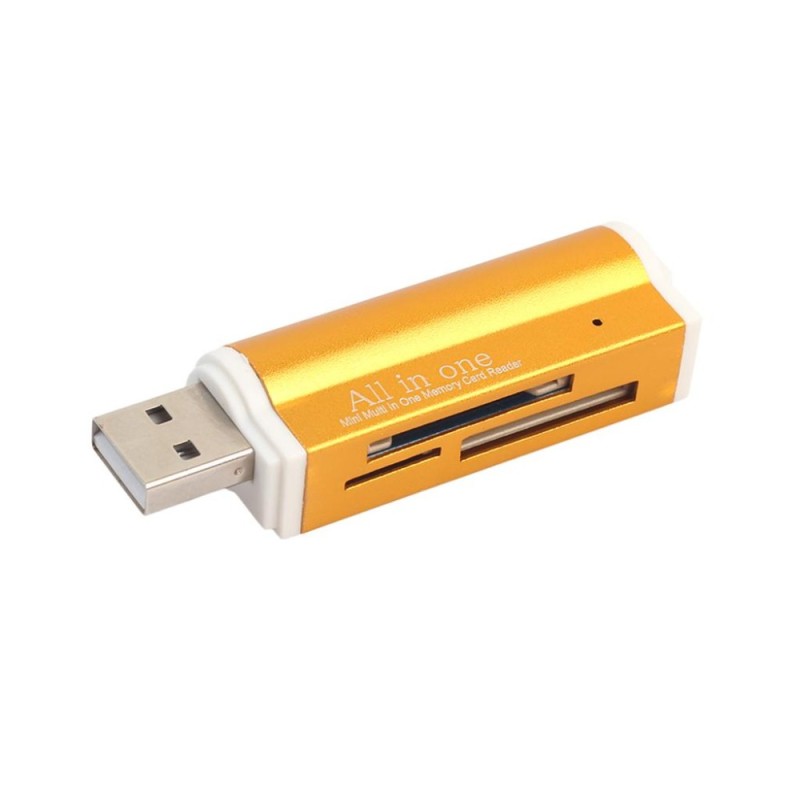 Bảng giá MagiDeal SD Card Reader USB 2.0 Card Hub Adapter Read 4 Cards Simultaneously CF, CFI, TF, SDXC, SDHC, SD, MMC, Micro SDXC, MicroSD, Micro SDHC, MS for Windows, Mac, Linux, Gold - intl Phong Vũ