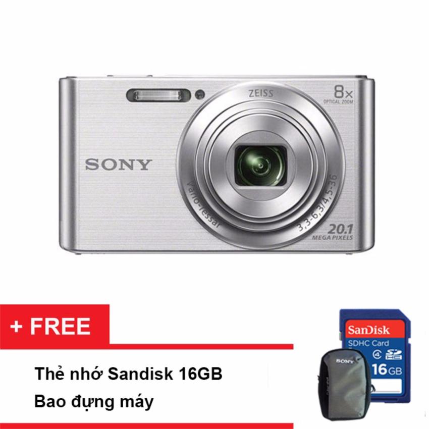 Máy ảnh KTS Sony DSC-W830 và Zoom quang 8x (Bạc) (Tặng thẻ nhớ SD 16GB, bao đựng máy)