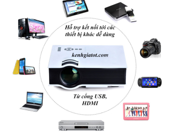 Máy chiếu SMP UC40+ giá rẻ cho gia đình và phòng ngủ tích hợp HDMI và loa ngoài.  
