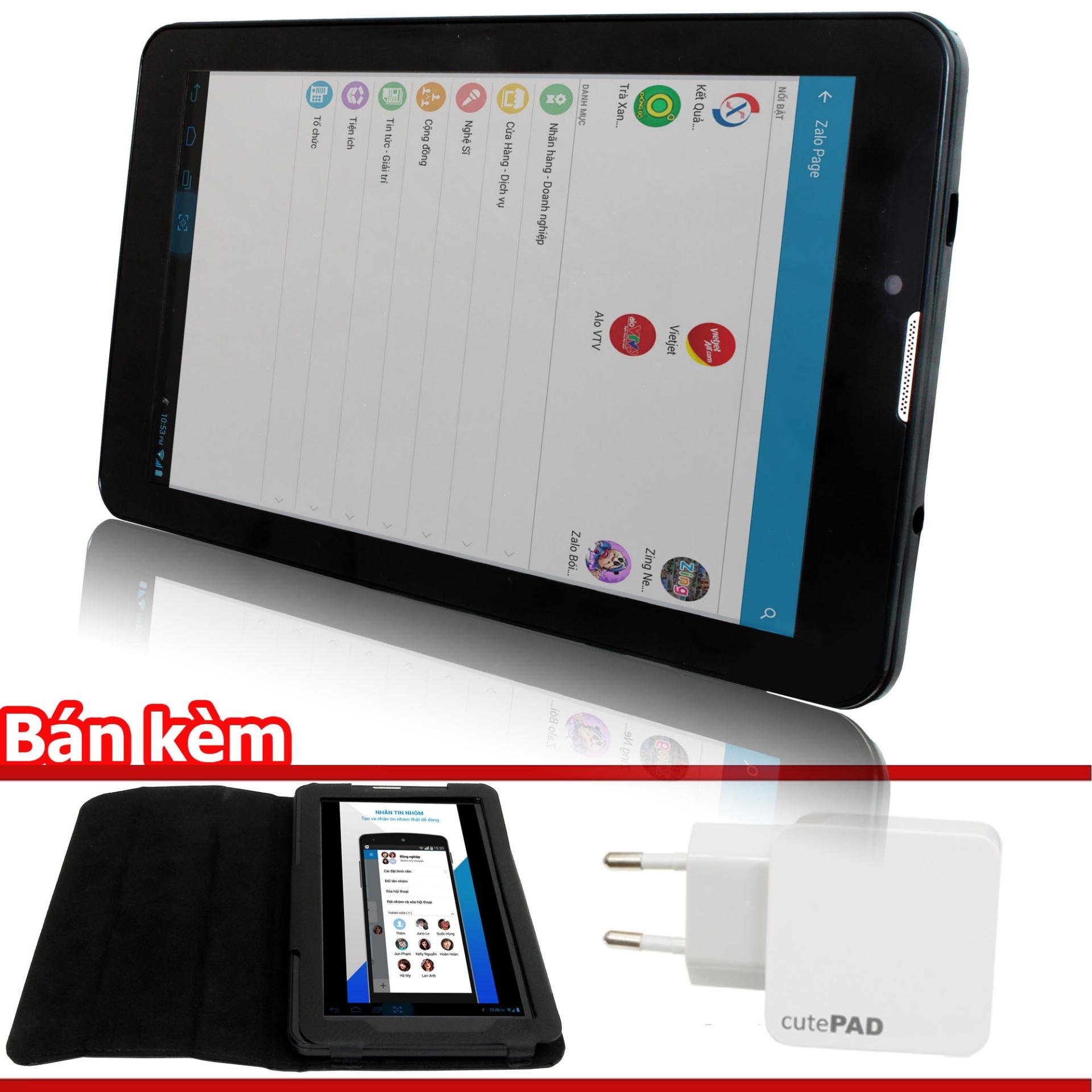 Máy tính bảng cutePad M7022 wifi/3G Đen+ Kèm bao da đen+ cục sạc cutePad TX-P113 Trắng