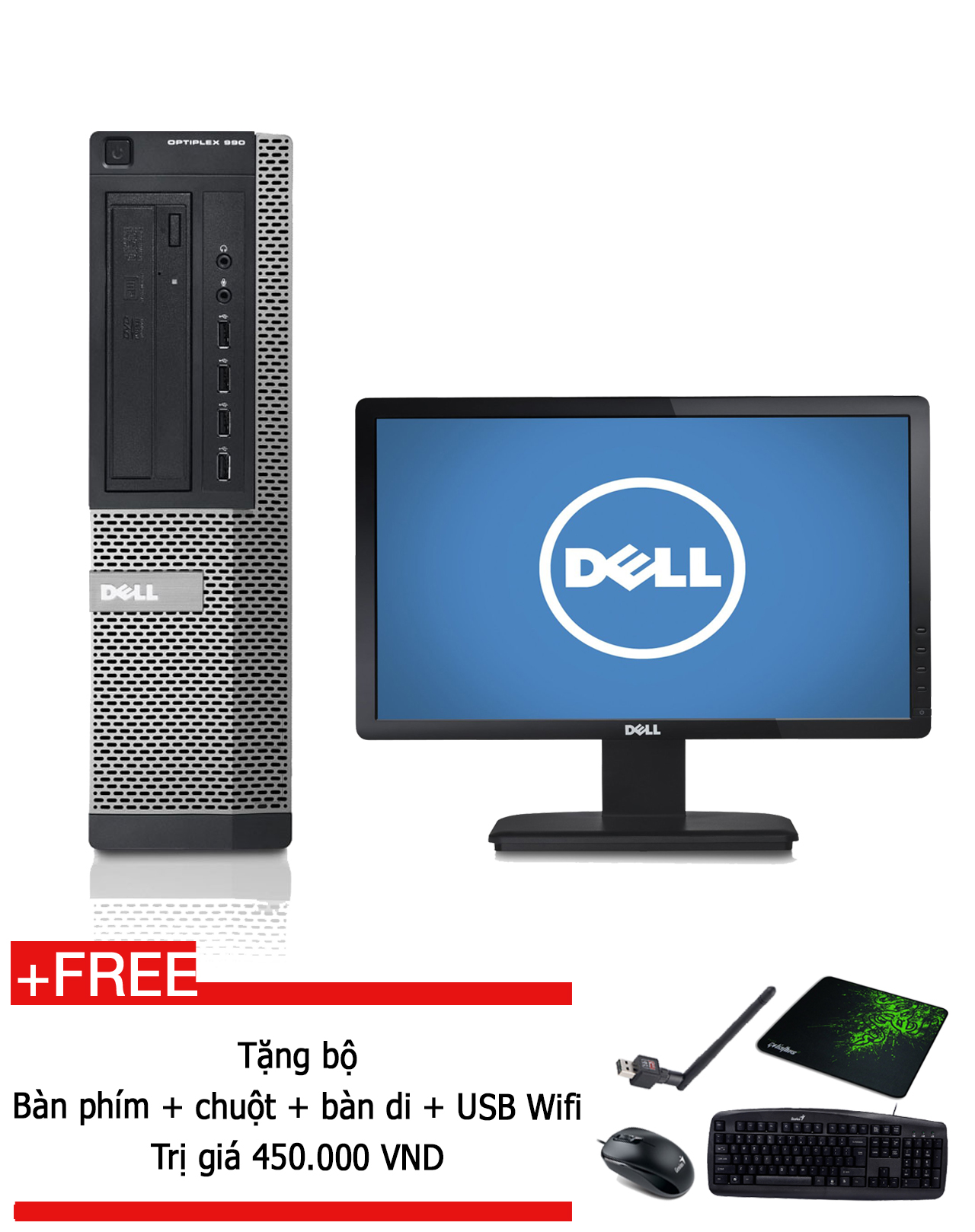 Máy tính đồng bộ Dell Optiplex 990 Intel Core i5 2400, RAM 8GB, HDD 500GB, màn hình 20