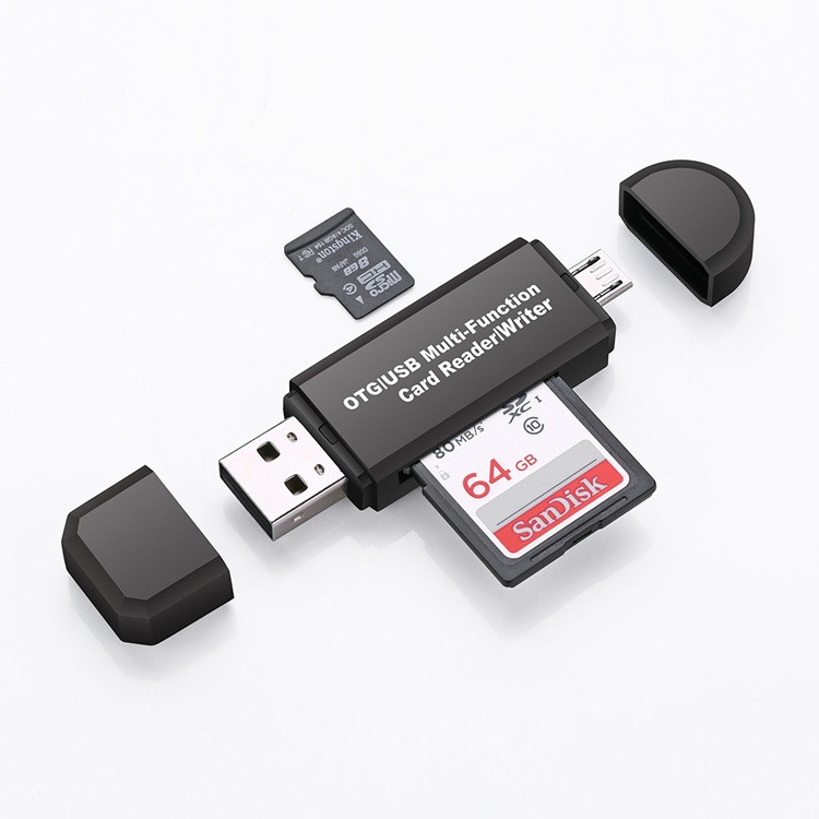 Đầu Đọc Thẻ nhớ SD/Đầu Đọc Thẻ Micro SD và Micro USB OTG sang Usb 2.0 Chuẩn USB nam Micro...