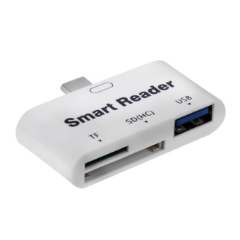 Mini 3 in 1 Type-C Port USB3.0 OTG SD/TF Extender Card Smart Reader Adapter(White) - intl  