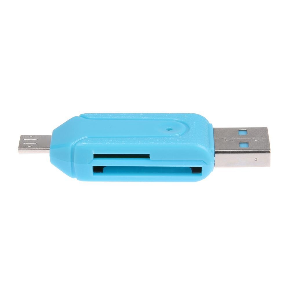 Mini TF/SD Card Reader with USB/Micro USB Port OTG Function for Smart Phone (Blue) - intl