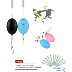 Móc khóa báo động cá nhân chống trộm/còi hú tự động (Màu ngẫu nhiên) + Tặng bộ 3 bút bi viết xong xóa được