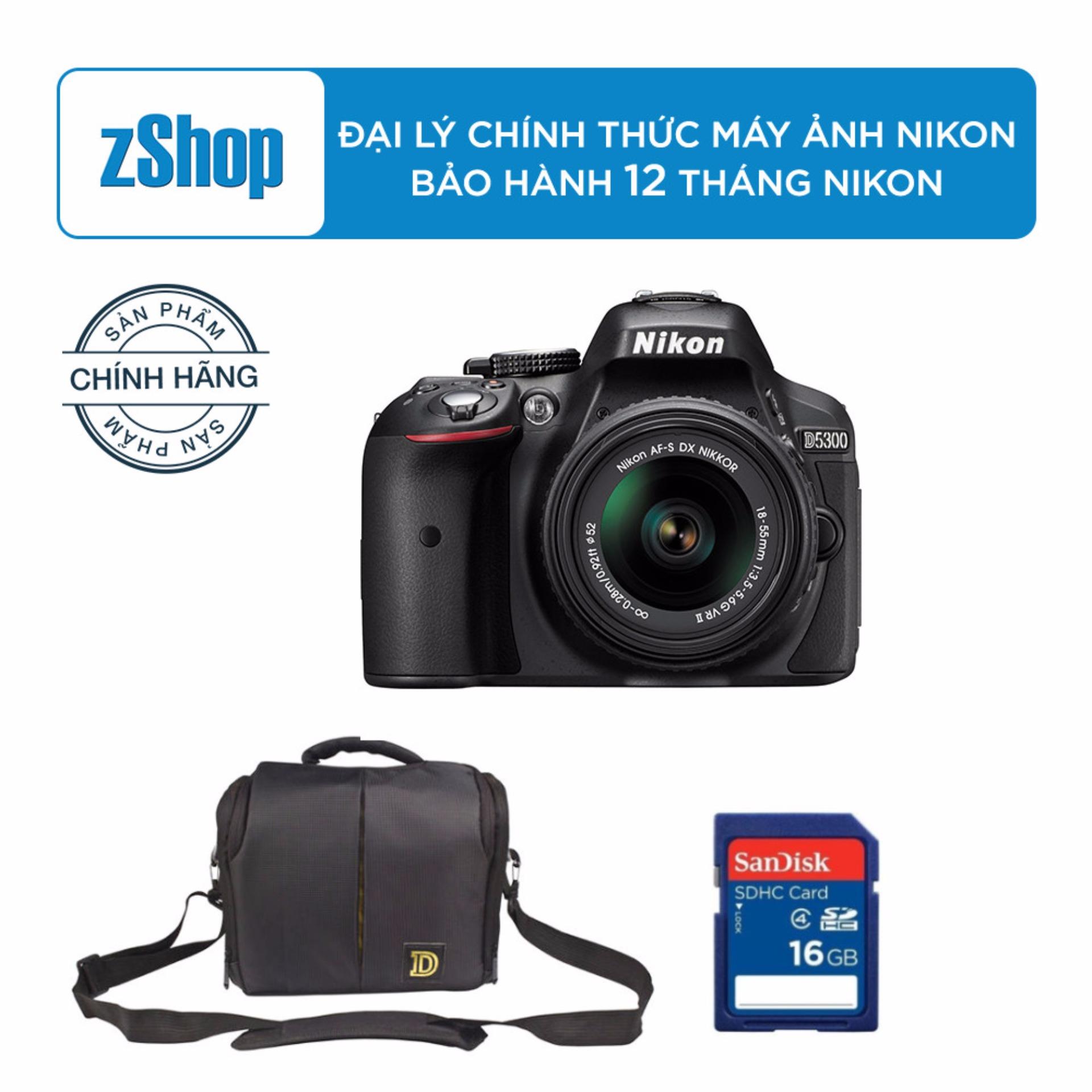 Nikon D5300 + Kit AF-S 18-55mm f/3.5-5.6G VR + Tặng túi Nikon + Thẻ nhớ SD Sandisk 16GB