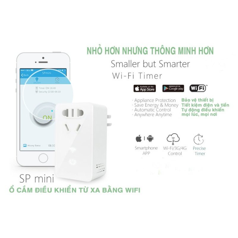 Bảng giá Mua Ổ cắm điện điều khiển từ xa Wifi và hẹn giờ Broadlink ( Nhập khẩu)