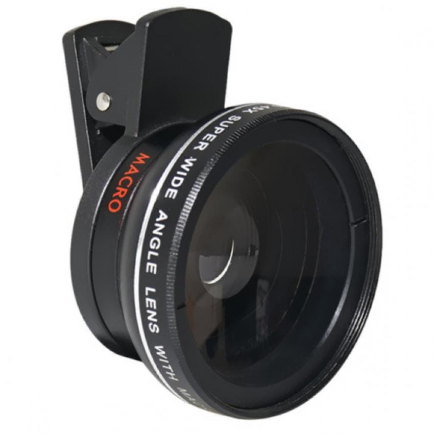 Ống kính chụp ảnh cho điện thoại 2 trong 1 góc rộng - Macro LIEQI LQ-027 (Đen)
