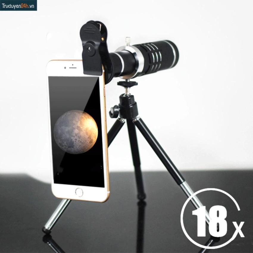 Ống kính lens camera tele zoom 18x cho smart phone.( Đen Bạc)  