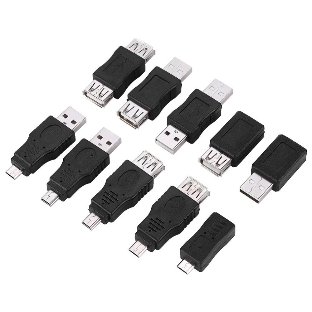 Pack of 10 Multiple USB2.0 Adapters Micro/Mini Male Female Converters Connectors - intl