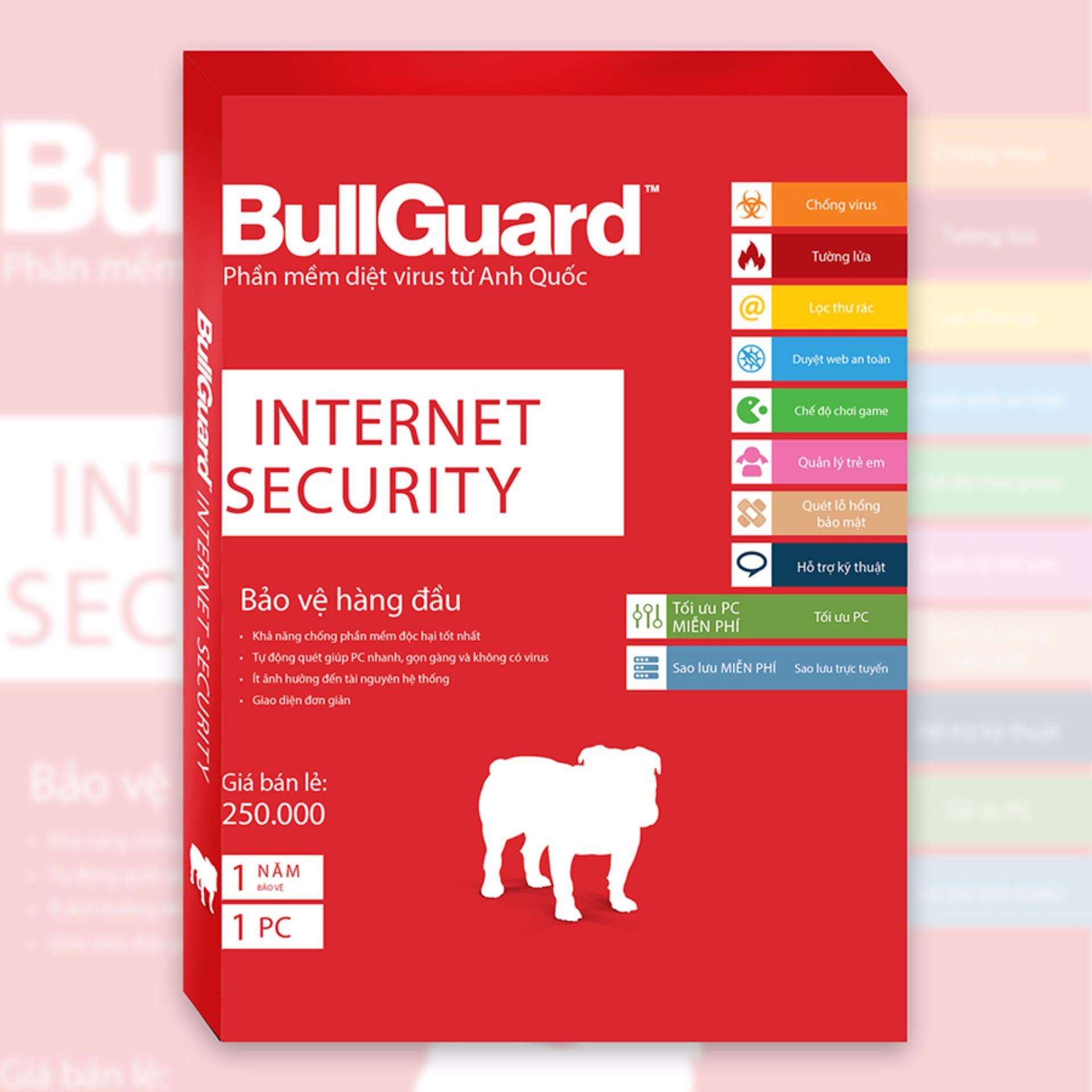 Phần mềm diệt virus BullGuard Internet Security 1 năm 1 máy tính - Tặng thêm 6 tháng sử dụng miễn...
